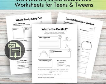 Conflict Resolution Worksheet for Teen Therapy Social Skills Printable Tween Activity Sheets Printable Social Emotional Activities for Teens