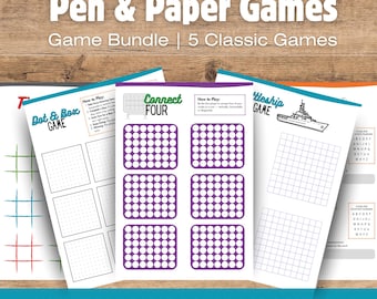 Printable Pen and Paper Game Bundle | Road Trip Games | Travel Activities | Instant Download Family Game Pack | Classroom Activities