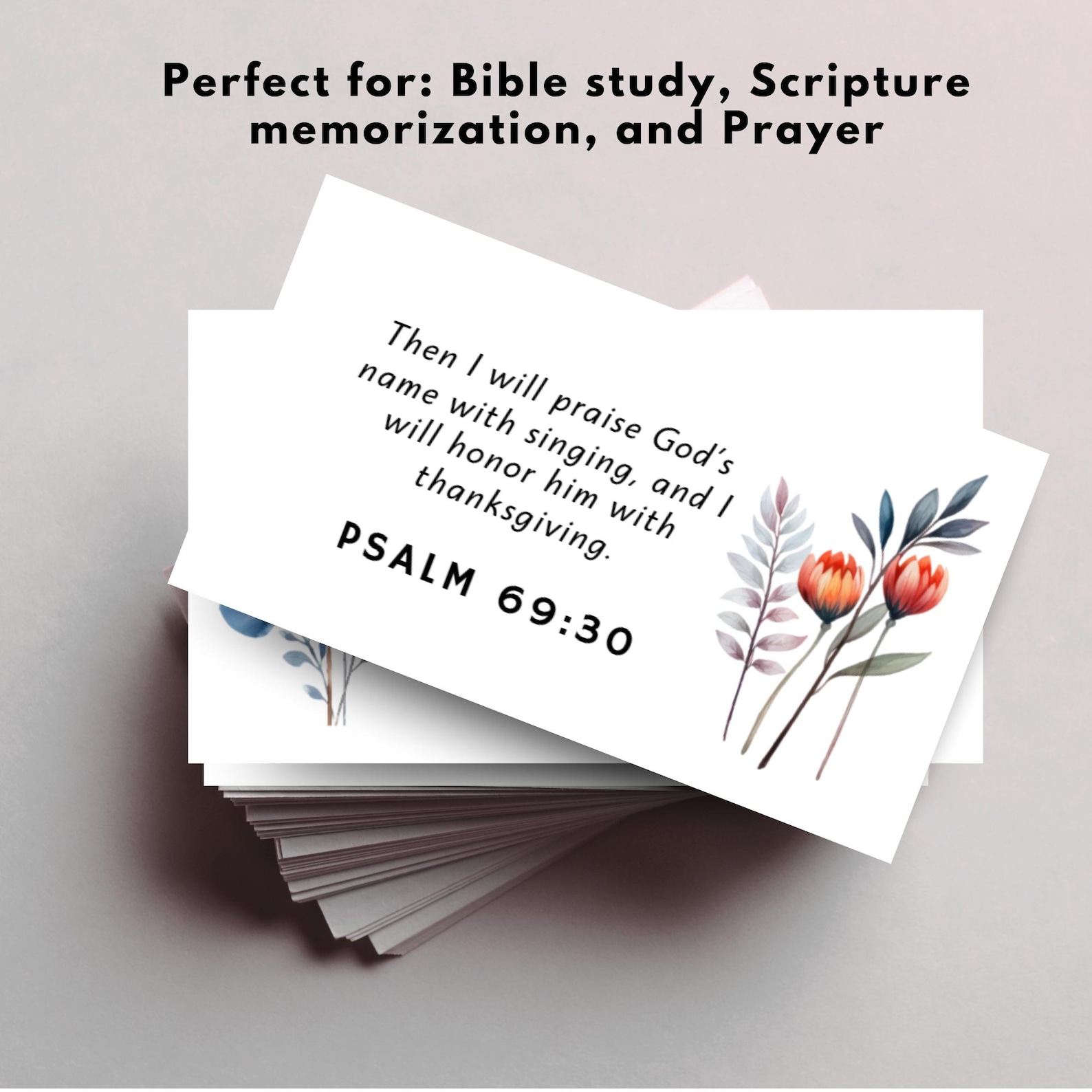 Printable Bible Verse Cards for Gratitude | Floral Watercolor Scripture ...