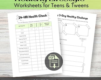 Printable Healthy Lifestyle Guide for Teen Wellness Worksheet Printable Tween Mental Health Activities Therapy Teen Self Care Habit Tracker