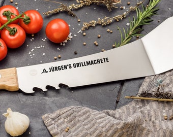 Grillmachete Edelstahl Mit Gravur 47 cm Grillzubehör Grillwender Geschenkidee Geburtstag Männer Burger Wender