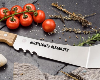 Grillmachete Edelstahl Mit Gravur 47 cm Grillzubehör Grillwender Geschenkidee Geburtstag Männer Burger Wender