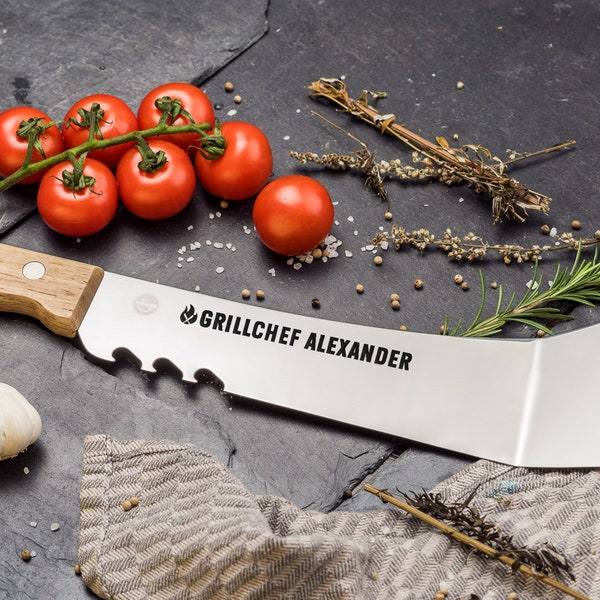 Grillmachete Edelstahl Mit Gravur 47 cm Grillzubehör Grillwender Geschenkidee Geburtstag Männer Burger Wender