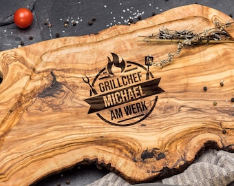 Grill Brett Schneidebrett Personalisiert Olivenholz Grillbrett Gravur Grillen Geschenke Für Männer Geschenk