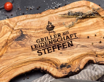 Grill Brett Schneidebrett Personalisiert Olivenholz Grillbrett Gravur Grillen Geschenke Für Männer Geschenk