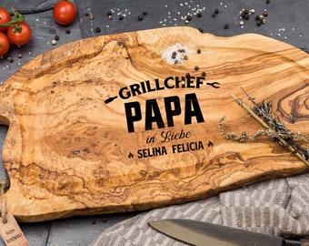 Grill Brett Schneidebrett Personalisiert Papa Olivenholz Grillbrett Gravur Grillen Geschenke Für Männer Vatertaggeschenk