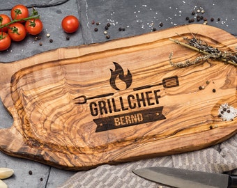 Grill Brett Schneidebrett Personalisiert Olivenholz Grillbrett Gravur Grillen Geschenke Für Männer Geschenk