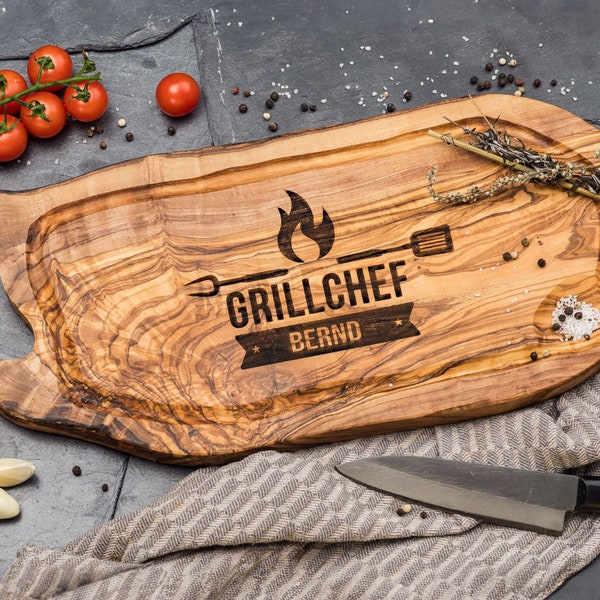 Grill Brett Schneidebrett Personalisiert Olivenholz Grillbrett Gravur Grillen Geschenke Für Männer Geschenk