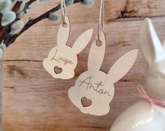 Anhänger Ostern personalisiert | Hasenkopf aus Holz | Osteranhänger mit Name | Ostergeschenk personalisiert | Geschenkidee Ostern Anhänger