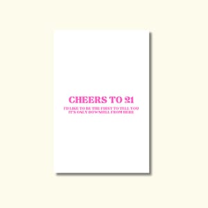 Happy 21st Birthday Greeting Card 4x6 in blank inside