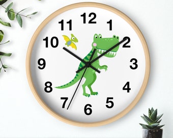 Art mural tendance pour chambre d'enfant, décoration de chambre de dinosaure, horloge murale pour chambre de garçon, cadeaux pour les tout-petits, dinosaure, cadeaux pour baby shower