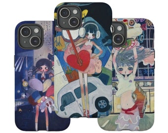 Japanese Art Aya Takano Tough Cases, iPhone Samsung Google Pixel Phone Cases, Aesthetic Phone Cases, Art Phone Cases, Aesthetic Girl Case