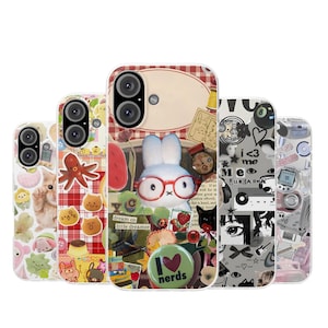 Fundas flexibles para teléfono Y2K, estética retro, panel de inspiración japonés, collage retro, Miffy, funda de teléfono de los años 2000, Samsung Galaxy S25, iPhone 16 Pro