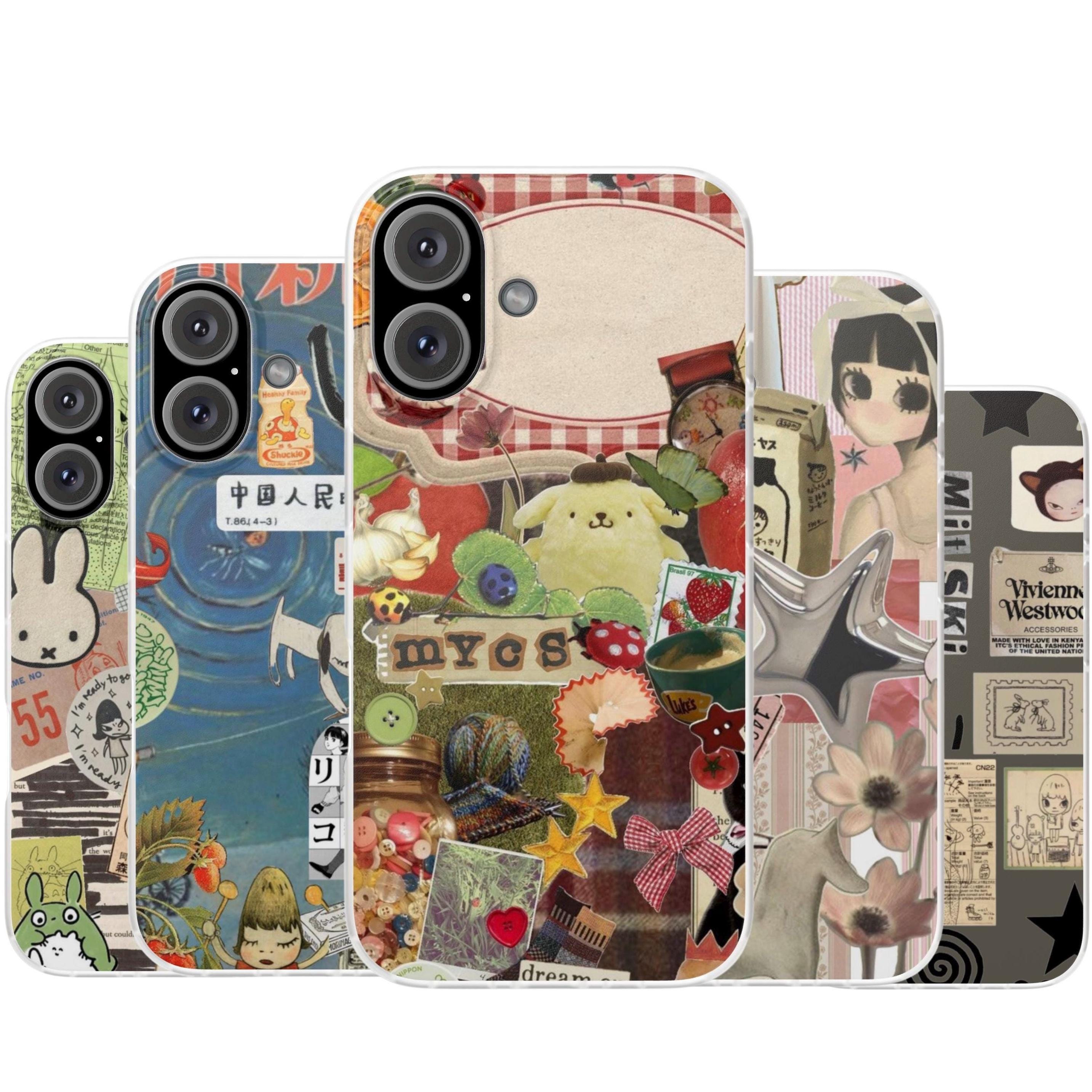 Japanese Mood Board Collage Miffy Yoshitomo Nara Totoro Flexi Cases, Anime Collage Phone Case, iPhone 16, Samsung s25 Aesthetic Cartoon Case