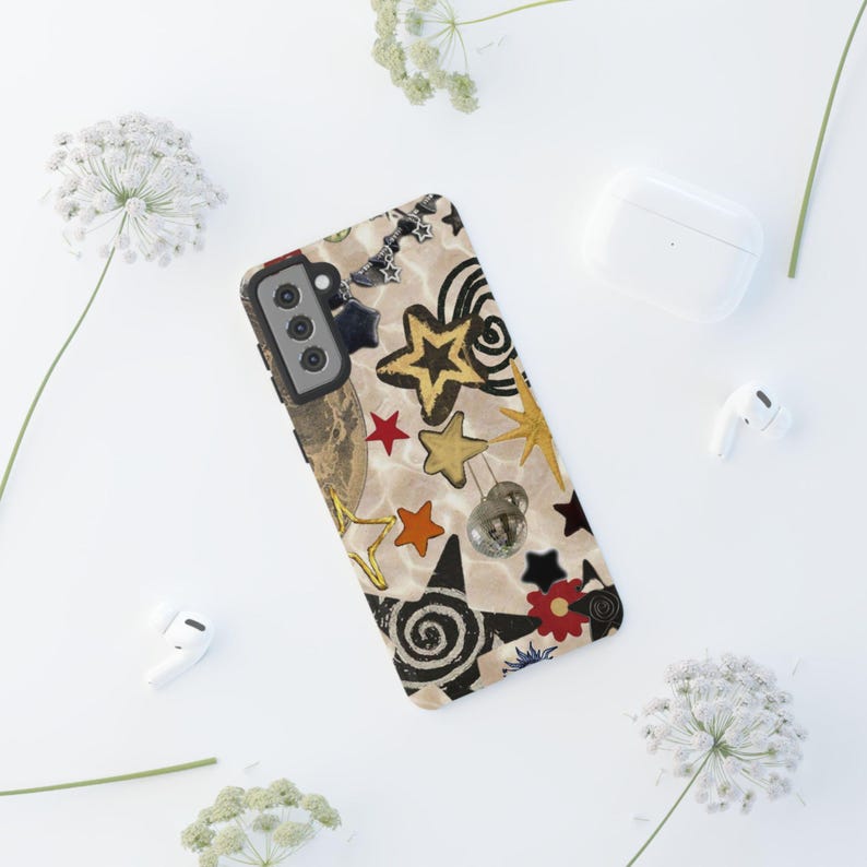 Retro Whimsy Artistic Collage Phone Cases, Star Phone Case, Aesthetic Cover, Abstract Funky Designs, Samsung Galaxy s25,iPhone 16 Cases image 14