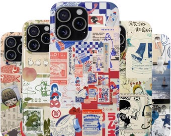 Japanese collage phone case, iphone 17 case, cute phone case, samsung case, japanese iphone case, anime phone case, y2k phone case
