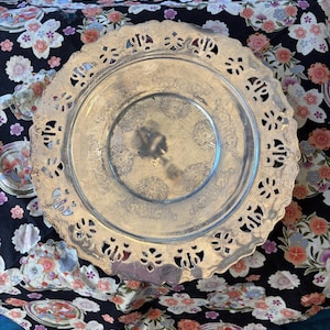 Bandeja de prata antiga da década de 1920 – Prato de servir em relevo, utensílios de mesa Art Déco