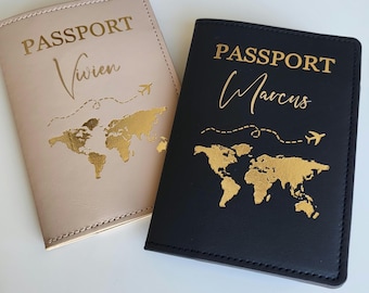 Passhülle personalisiert Reisepass Hülle mit Name Geschenk Reise Paar Familie Passport Cover Personalized travel gift coupe family