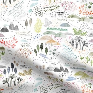 Stoffrest - "Ecosystem Map" - 60cm L x 138cm B - Biobaumwolle