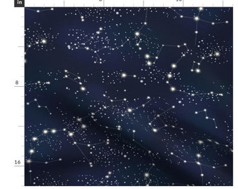 Fabric Remnant 16" L x 54" W - Constellations- 100% Organic Cotton Sateen Fabric