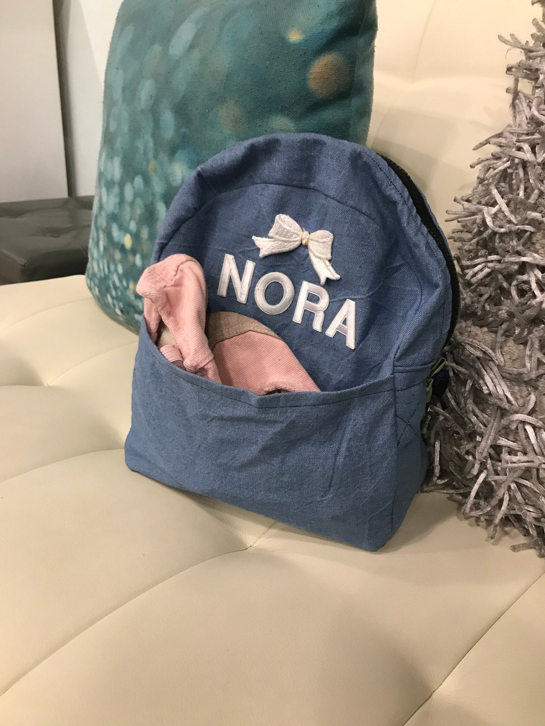 Mini Denim Backpack Etsy