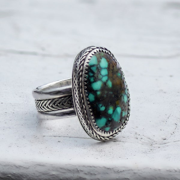 Hand Fabricated Sterling Silver Turquoise Ring