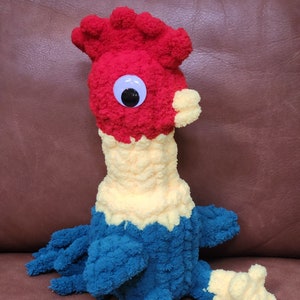 Hei Hei, chicken, Moana, stuffie, plushie, hand knit, finger knit, handmade gift, handmade toy, stuffed animal, Amigurumi