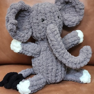 elephant, stuffie, plushie, handmade toy, hand knit, finger knit, chunky knit, handmade gift, Amigurumi, stuffed animal