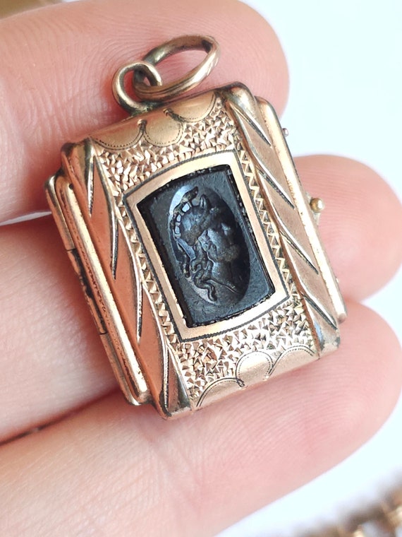 Antique Victorian rolled gold Rechtangular Locket… - image 1