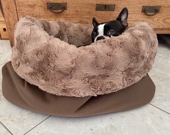 Sac de couchage en imitation daim de luxe robuste, très doux et épais et sac de couchage en peluche douillette et douillette pour chien.