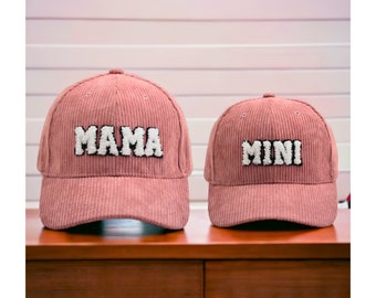 Mama en mini hoed, mama en ik baseballpet, mini corduroy hoed set van 2 | Moeder dochter cadeau - cadeau voor dochter van moeder