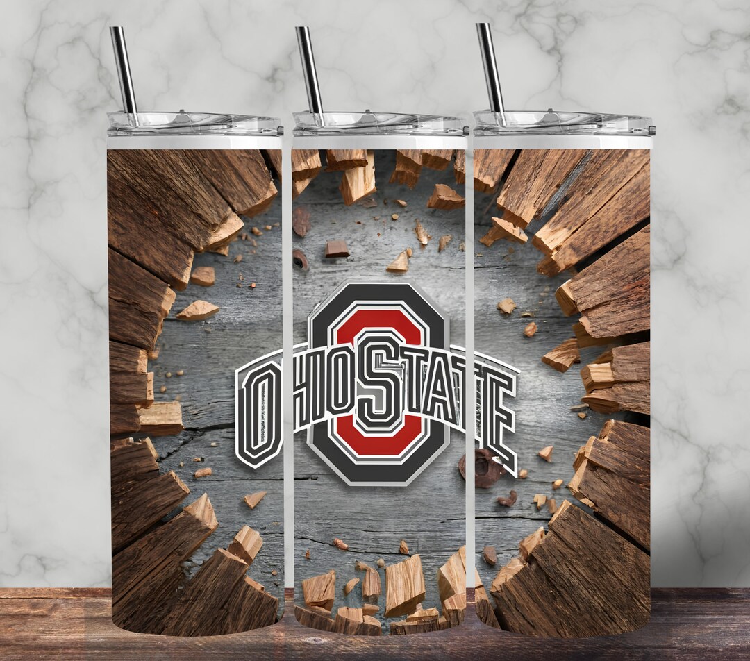 Ohio State Buckeyes Football Grey Tumbler, 3d Cracked Wall Osu Football ...