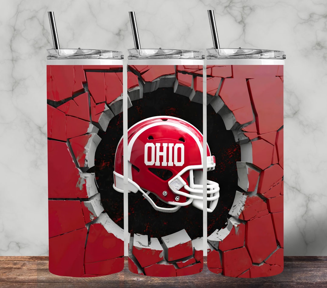 Ohio State Buckeyes Football Red Tumbler, 3d Cracked Wall Osu Football ...