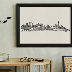 Boceto de la autopista West Side de Nueva York / Little Island / Freedom Tower / Nueva York / Impresión descargable