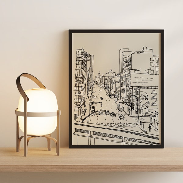 New York City Chelsea High Line Poster | NYC Art | Line Drawing | Downloadable Print