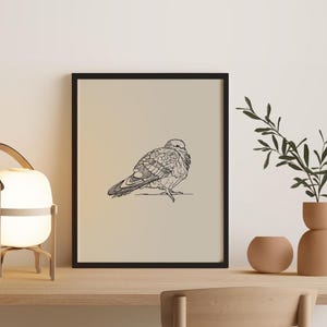 NYC Taube | New York City Taube Linie Zeichnung | Vogel Kunst | Herunterladbarer Druck