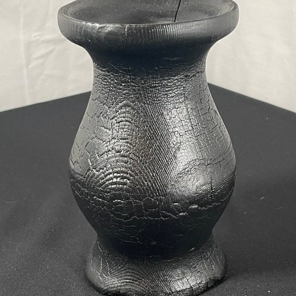 Flame charred Cedar display vase