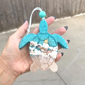 Sea Turtle with Starfish & Shells , Beach Vibes,  Scented Car Freshie