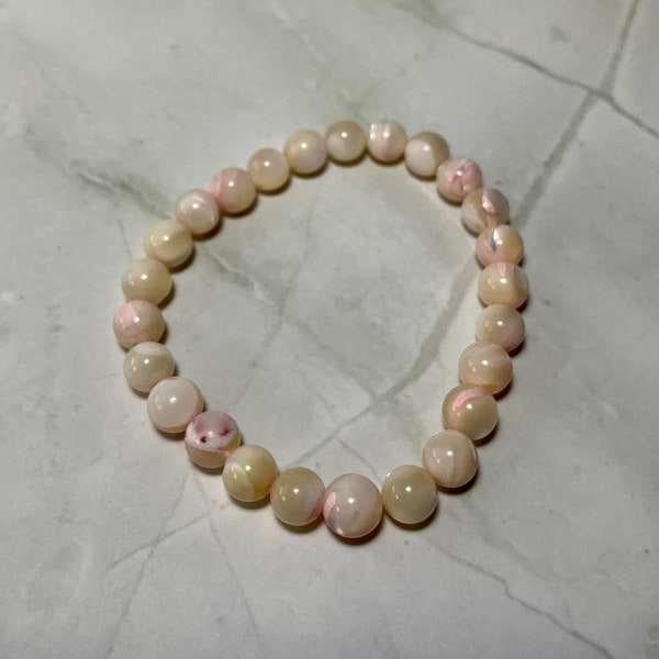 Dainty Pink Mother of Pearl Shell Bracelet