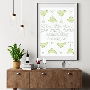 Margarita Limes Happy Hour Print, Happy Hour Bar Cart kunst aan de muur, Bar Cart afdrukbare, Retro Cocktail Art, Party Drink Sign, Instant Download