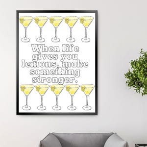 LEMON DROP #2 Happy Hour Print, Happy Hour Bar Cart Wall Art, Bar Cart Printable, Retro Cocktail Art, Party Drink Sign, Instant Download