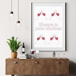 POUR CHOICES Wydruk, Happy Hour Bar Cart Wall Art, Wino, Bar Cart Printable, Retro Cocktail Art, Party Drink Sign, Instant Download