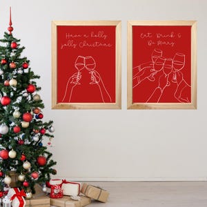 クリスマス ライン アート バンドル クリスマス ギャラリー ウォール、クリスマス デジタル ダウンロード、クリスマス ウォール アート、クリスマス フェスティバル ウォール デコレーション、ホリデー プリント
