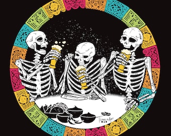 Pegatina de esqueleto -Dia de los Muertos -Día de los Muertos