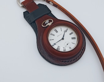 handmade leather pocket watch case