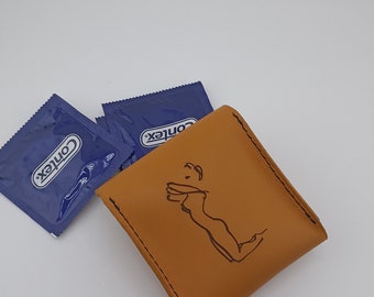 Leather case for condoms