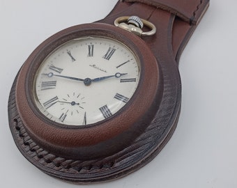 handmade leather pocket watch case