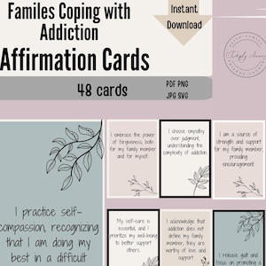 Cartes d'affirmation, Cartes familiales de rétablissement de la dépendance, Aide en cas de toxicomanie, Bien-être familial, Outils de thérapie, Capacités d'adaptation, Jeu d'affirmations