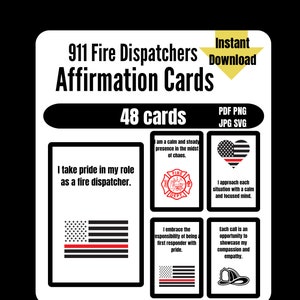 Tarjetas de afirmación para los despachadores de bomberos del 911 48, despacho de incendios, PDF de bienestar, afrontamiento, regalo de primeros auxilios, terapia, semana de telecomunicaciones