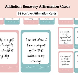 Addiction Recovery Téléchargement instantané imprimable 28 cartes d’affirmation pour la sobriété, le bien-être, la croissance positive, la thérapie de santé mentale télécharger